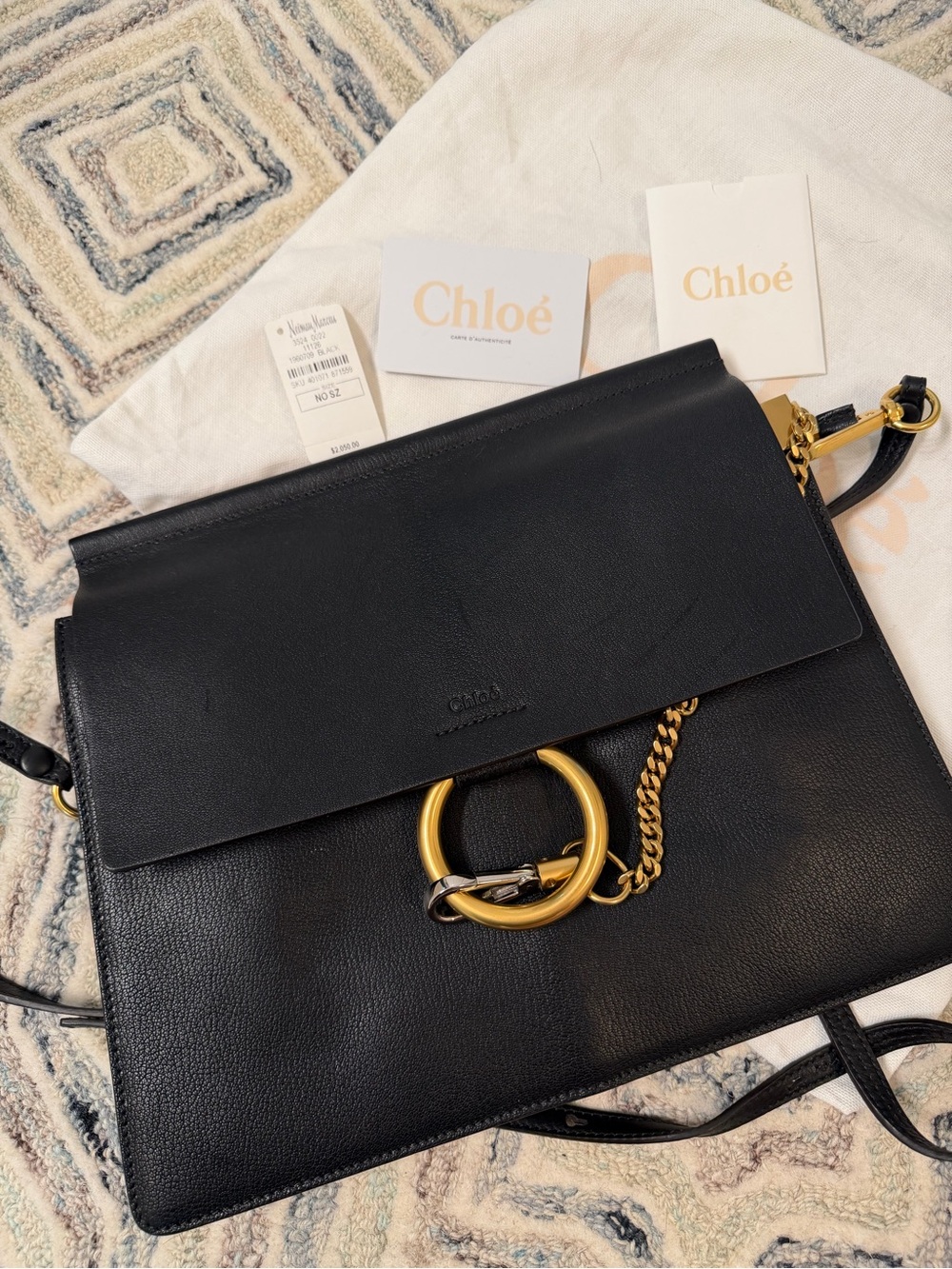 Chloe Faye Leather and suede interior Crossbody with Gold Ring Detail